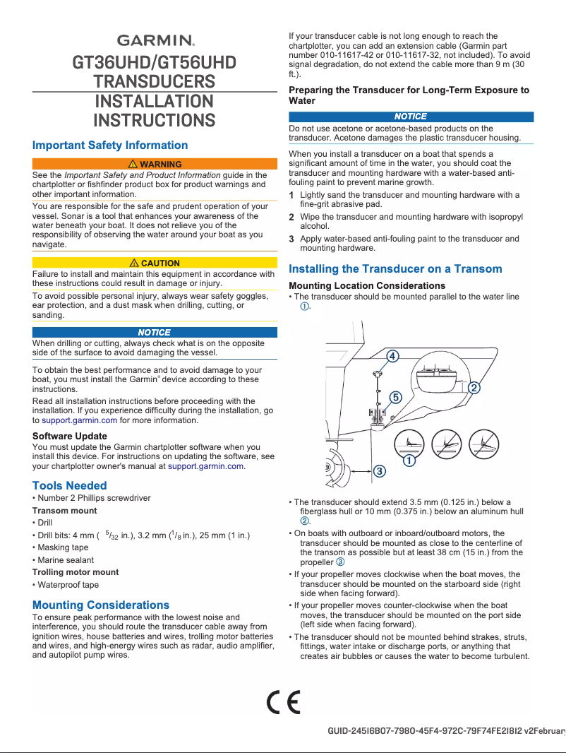 Page 1 of the manual Instruction Manual Garmin GT36UHD-TM