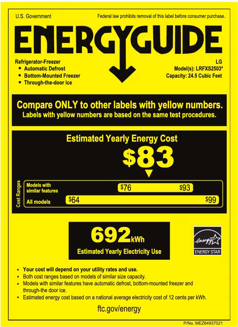 Page 1 of the manual Energy Label LG LRFXS2503D