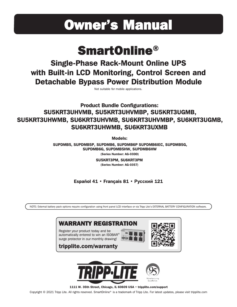Page 1 of the manual User Manual Tripp Lite SU6KRT3UHWMB