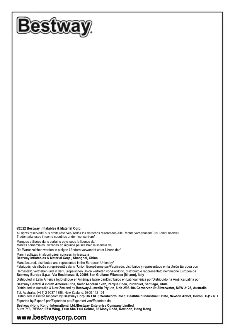 Page 1 de la notice Manuel utilisateur Bestway 91040