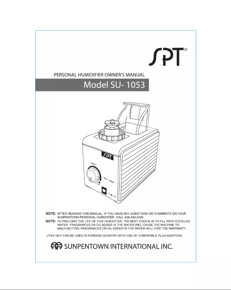 Page 1 of the manual User Manual SPT SU-1053