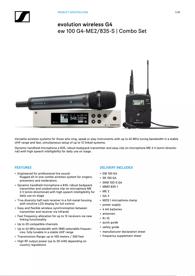 First page image of the manual for ew 100 G4-ME4