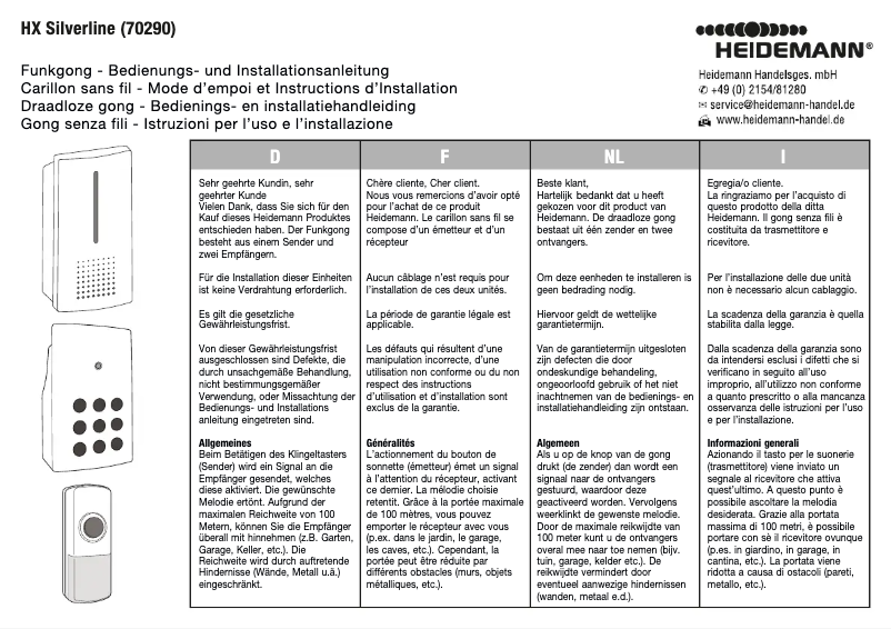 Page 1 of the manual User Manual Heidemann HX Silverline 70290