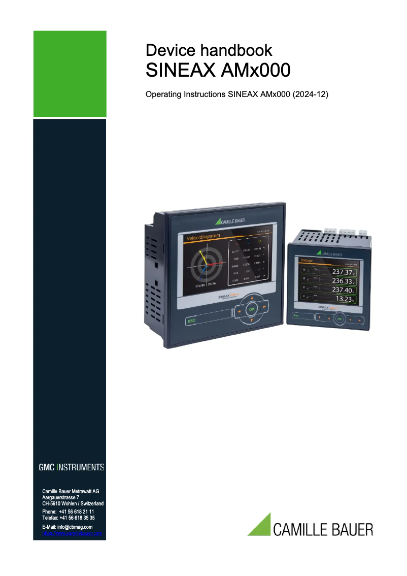 First page image of the manual for SINEAX AM3000