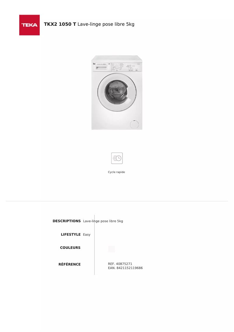 Page 1 of the manual Technical Sheet Teka TKX2 1050 T