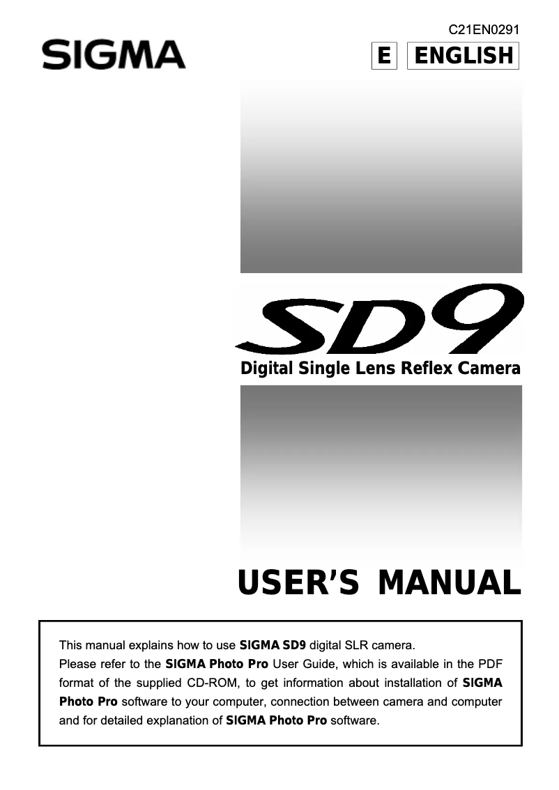 Page 1 of the manual User Manual Sigma SD9