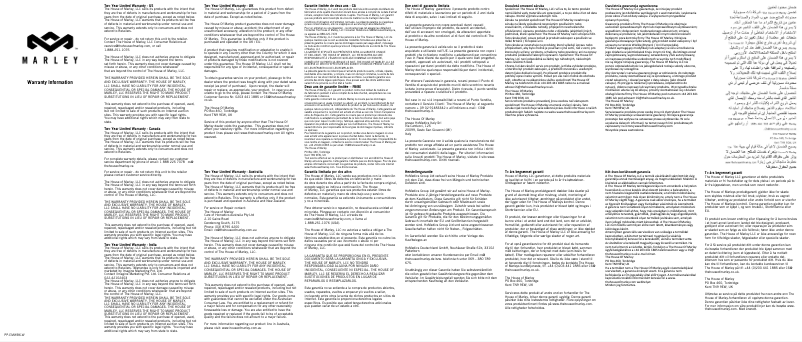 Page 1 of the manual Warranty Information House of Marley Get Together EM-JA006