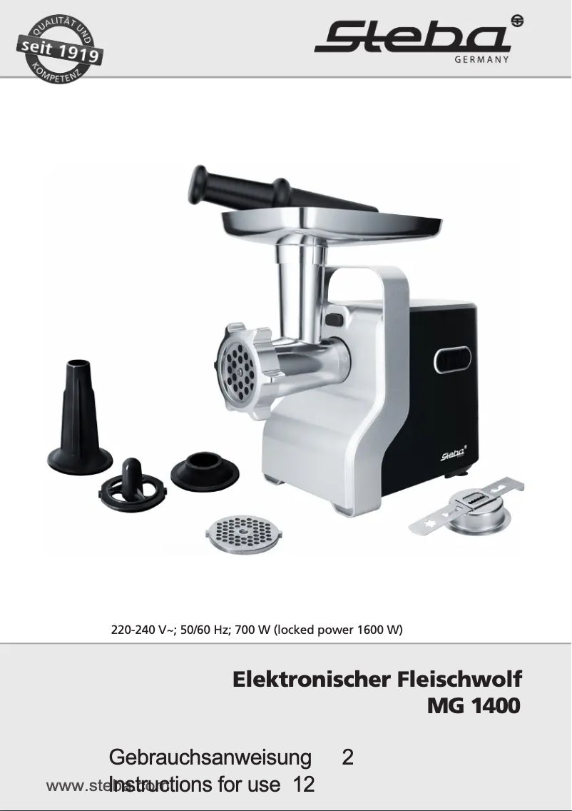 First page image of the manual for MG 1400