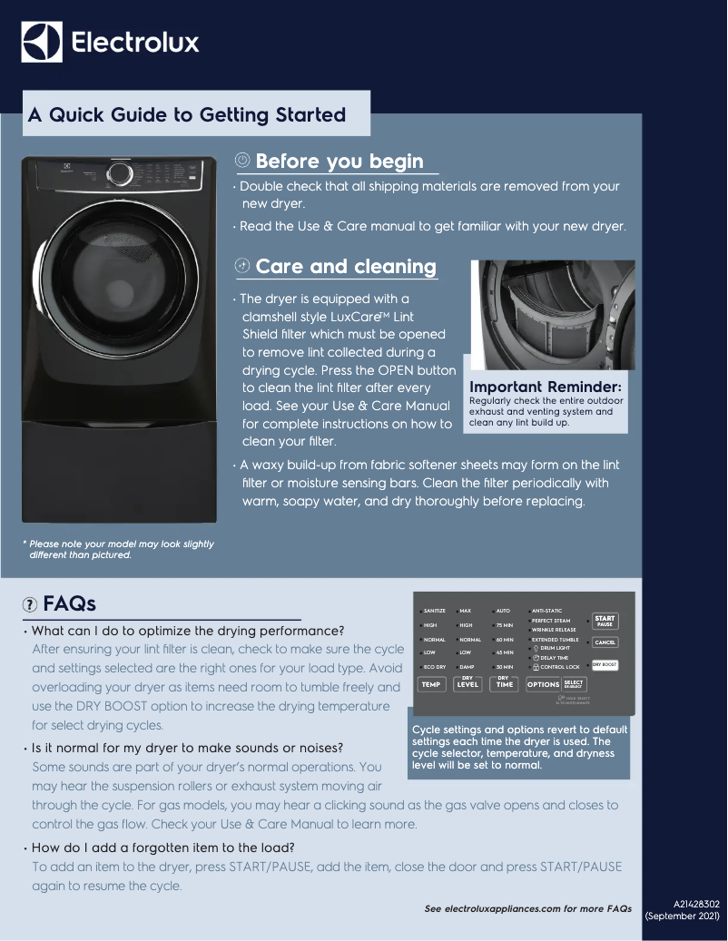 First page image of the manual for ELFG7537AW