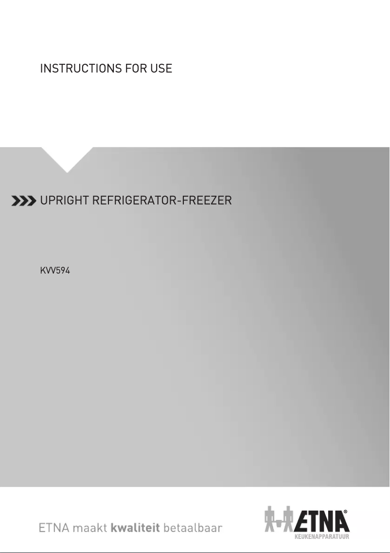 First page image of the manual for KVV594GRO