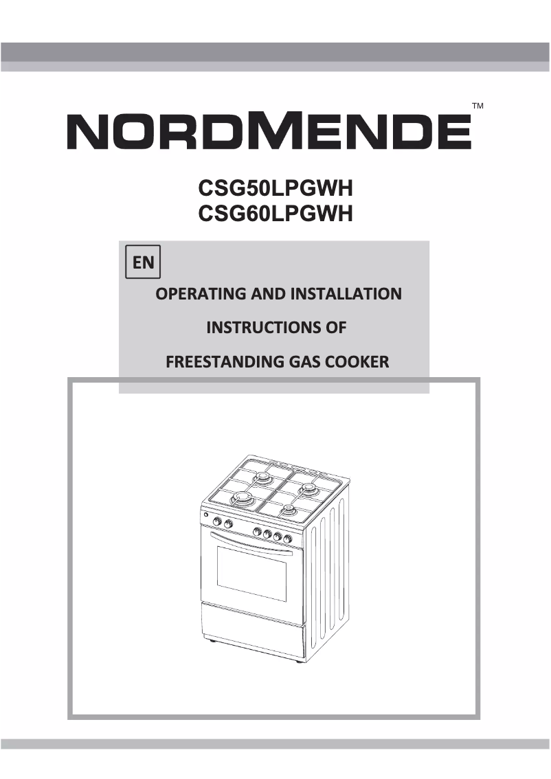 First page image of the manual for CSG60LPGW