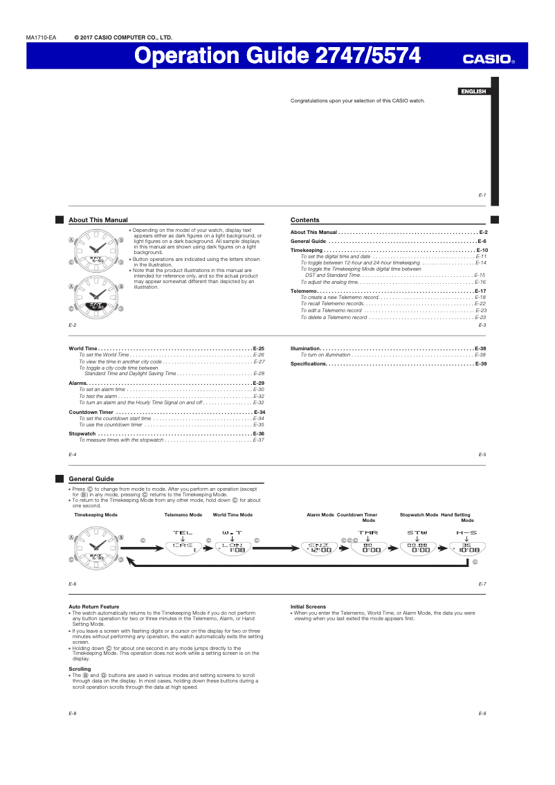 Page 1 of the manual User Manual Casio AMW860D-1AV