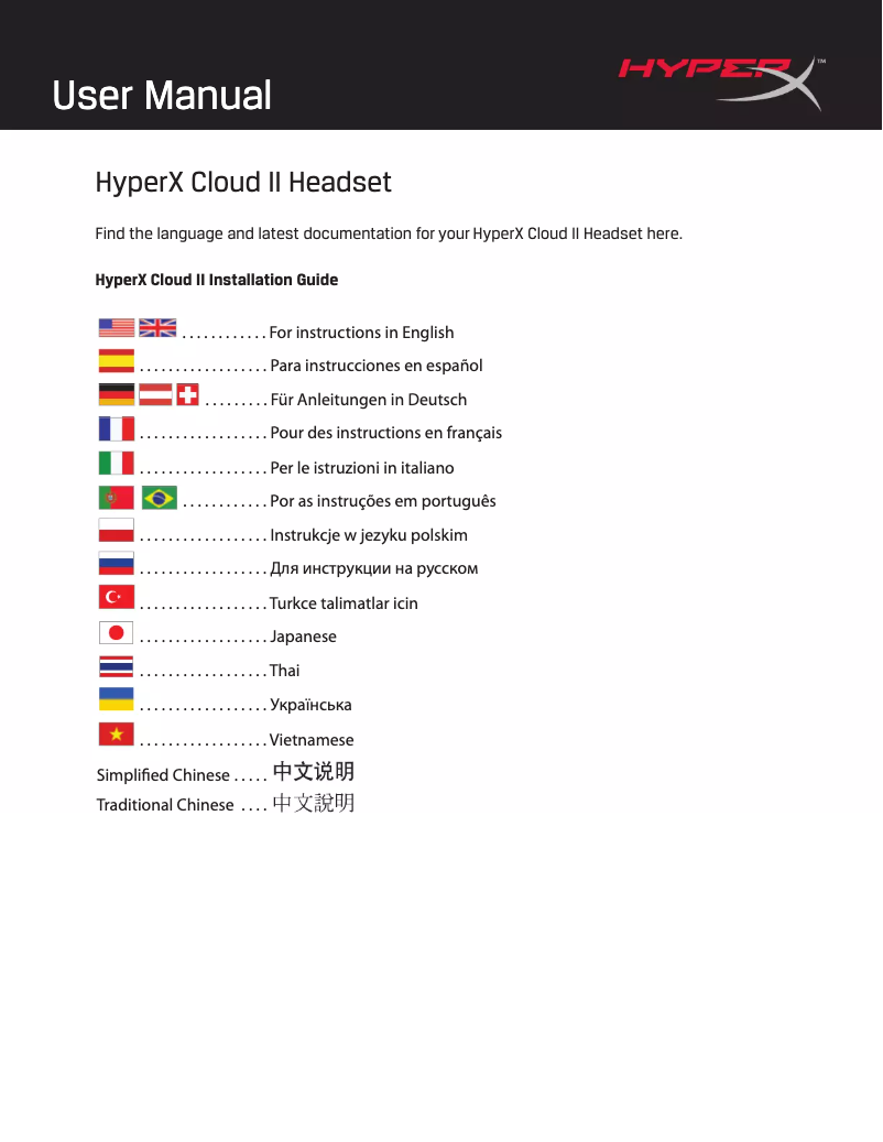Page 1 of the manual User Manual HyperX CloudX