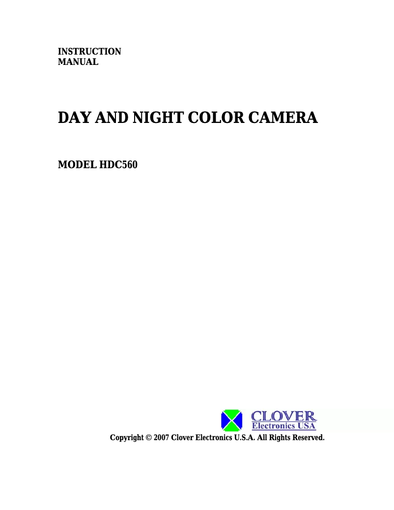 Page 1 of the manual User Manual Clover Electronics HDC560