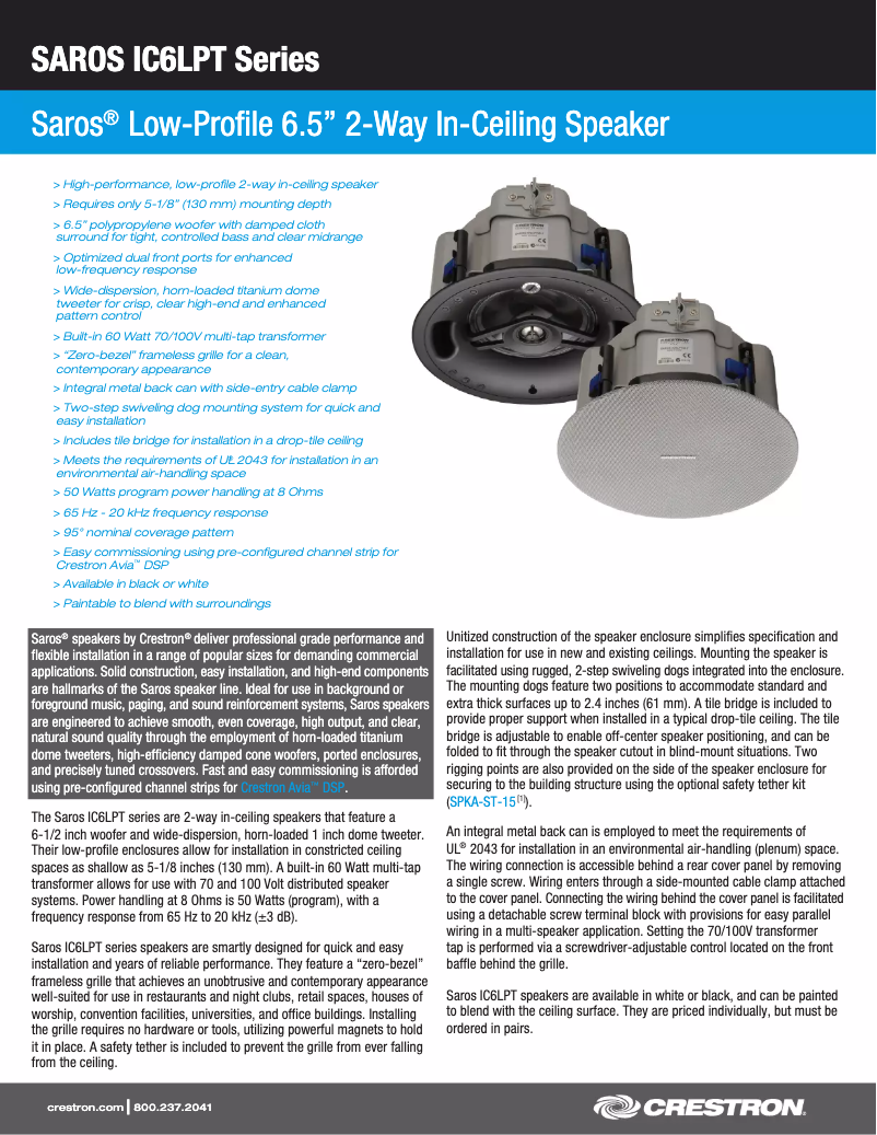 Image de la première page du manuel de l'appareil SAROS IC6LPT-B-T-EACH