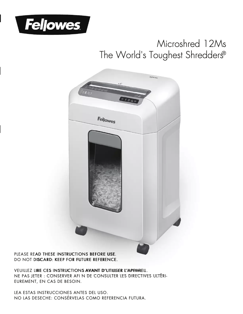First page image of the manual for Microshred 12Ms