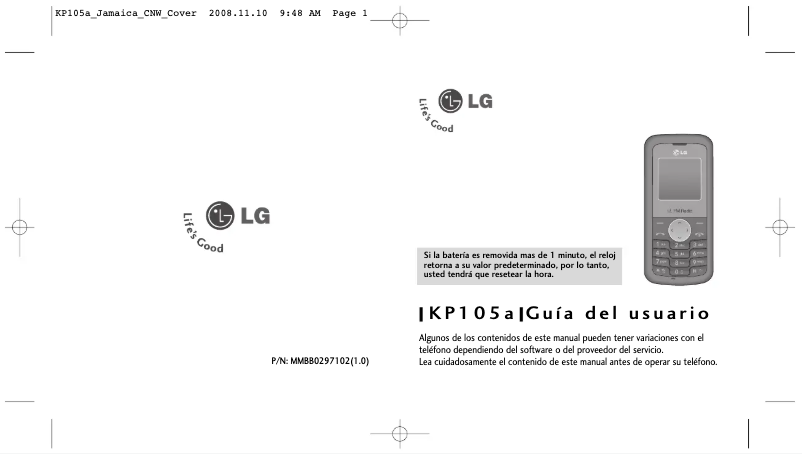 Page 1 of the manual User Manual LG KP105A