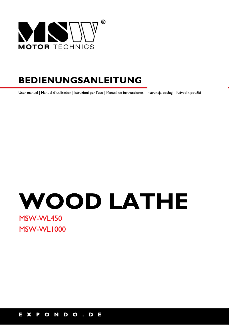 First page image of the manual for MSW-WL450