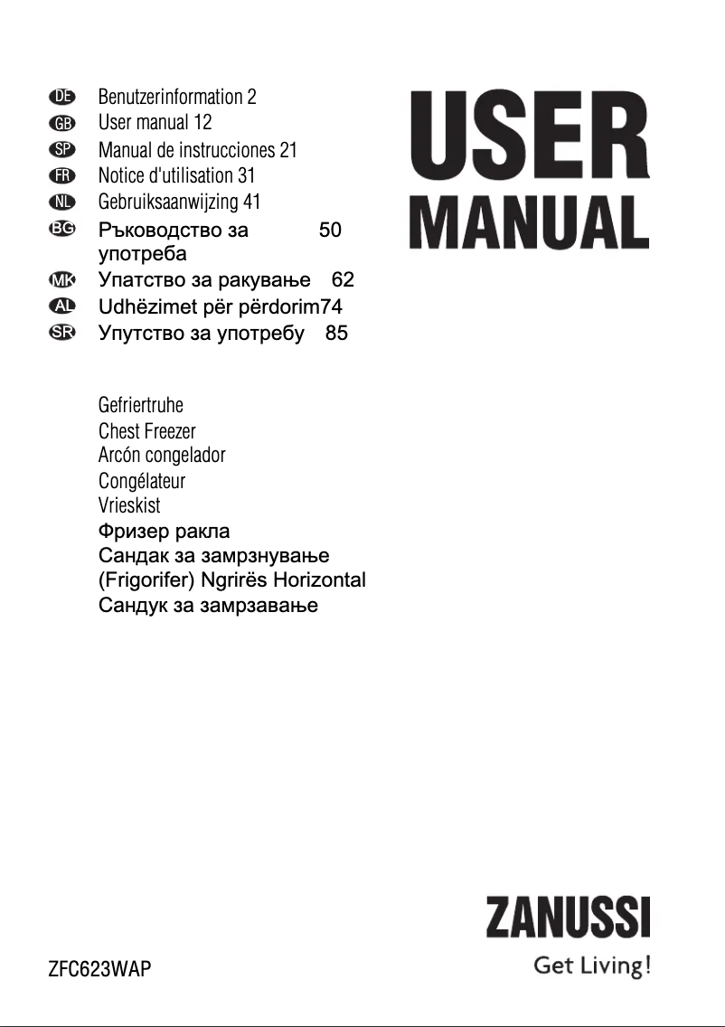 Page 1 of the manual User Manual Zanussi ZFC 623 WAP