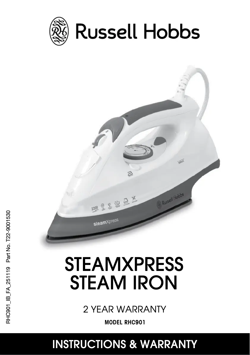 Page 1 of the manual User Manual Russell Hobbs SteamXpress RHC901