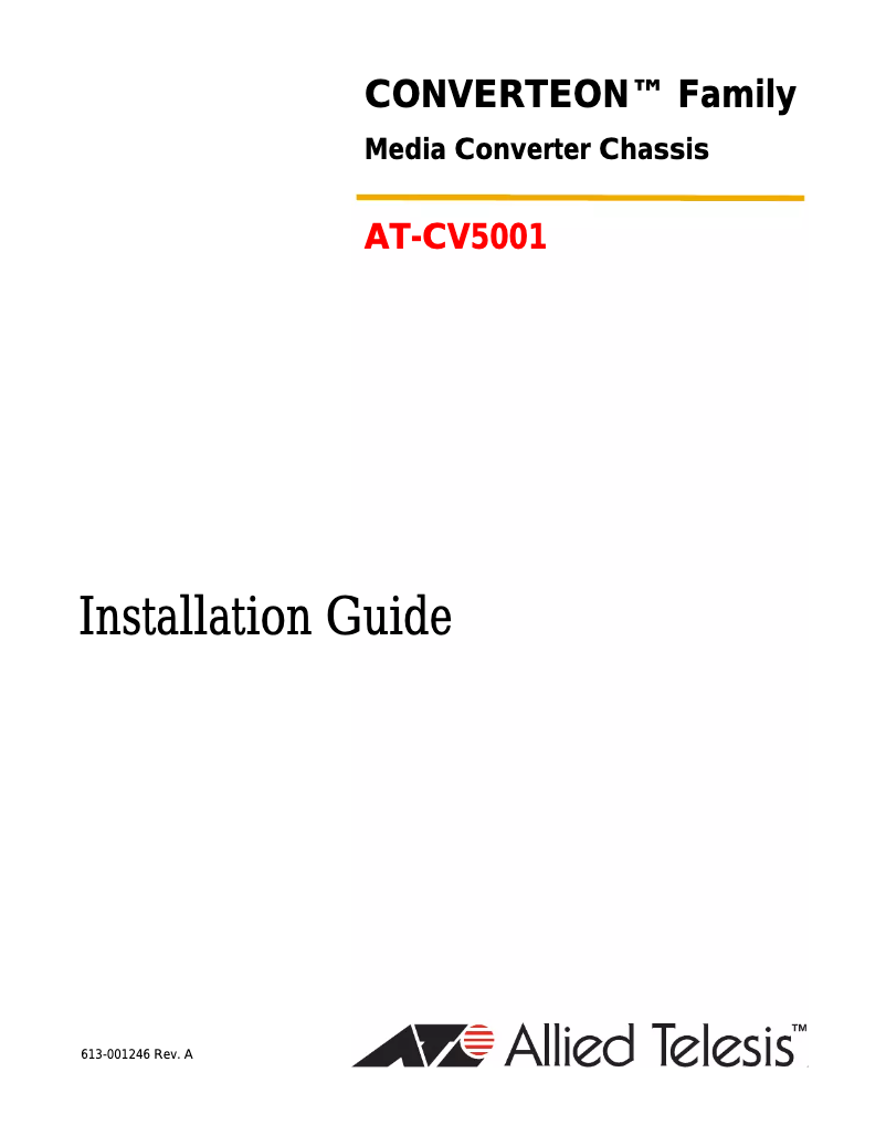 Page 1 de la notice Manuel utilisateur Allied Telesis AT-CV5001DC