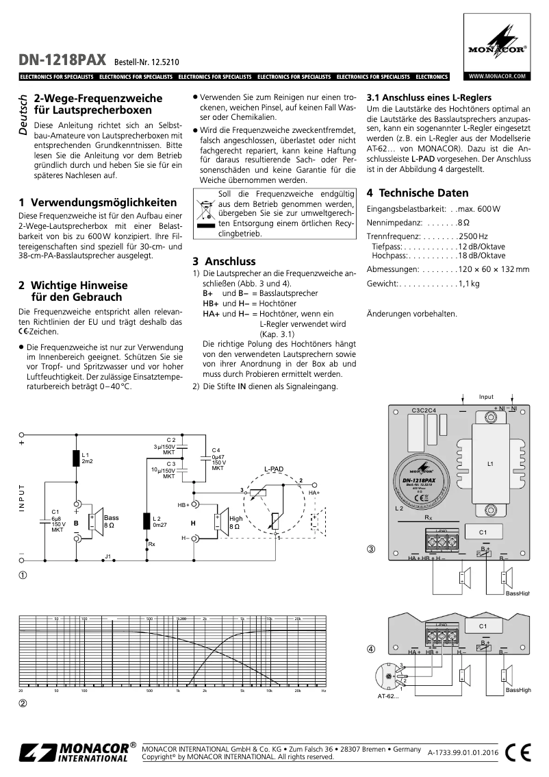 Page 1 of the manual User Manual Monacor DN-1218 AX