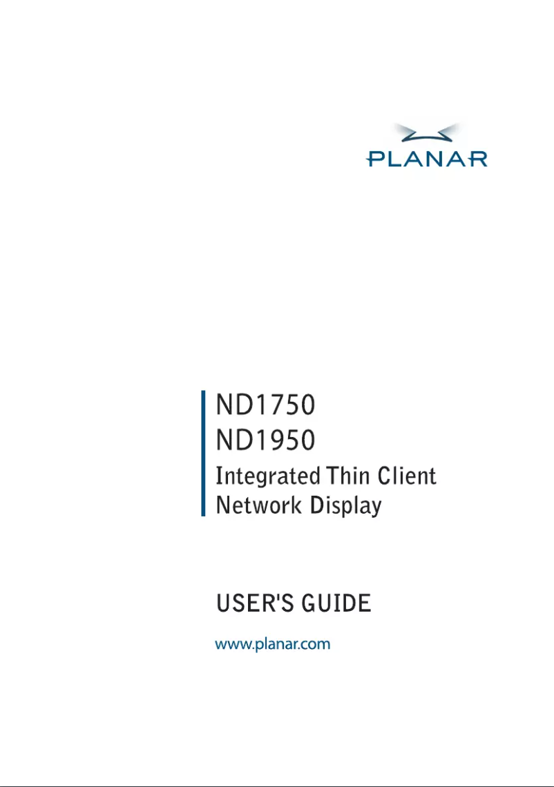 Page 1 of the manual User Manual Planar ND1750