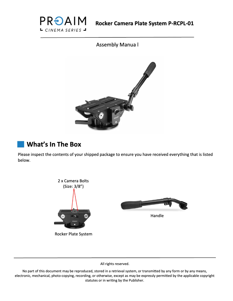 First page image of the manual for P-RCPL-01