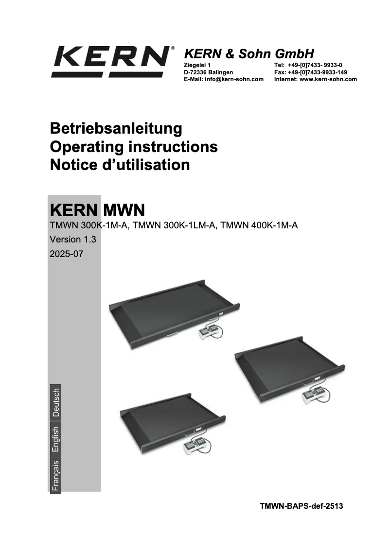 First page image of the manual for TMWN 300K-1M-A