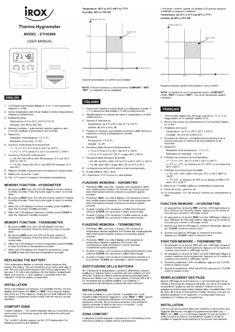 First page image of the manual for ETHG 889