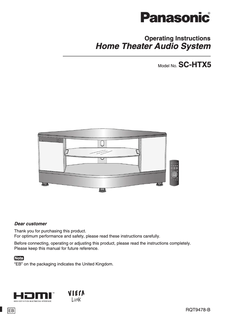 Page 1 of the manual User Manual Panasonic SC-HTX5