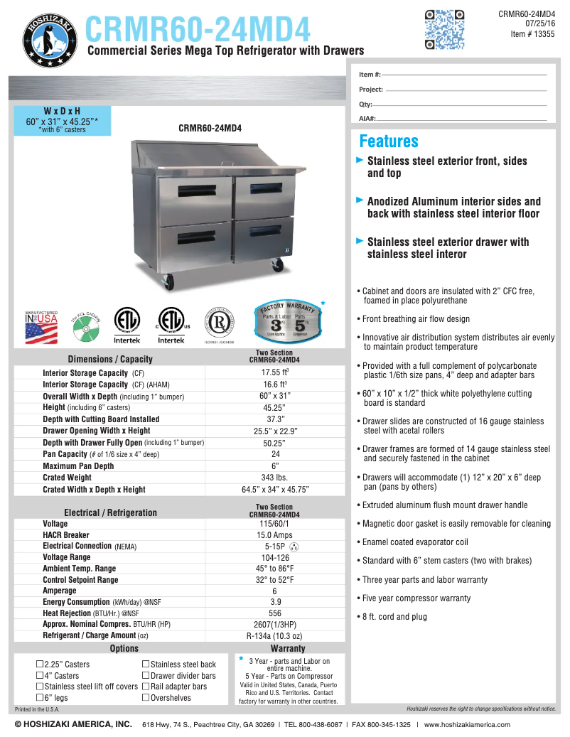 First page image of the manual for CRMR60-24MD4