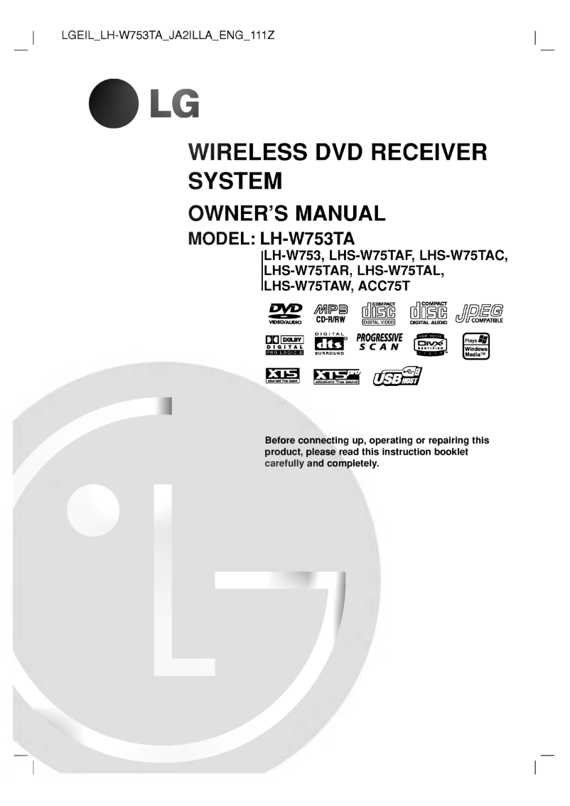 First page image of the manual for LH-W753TA