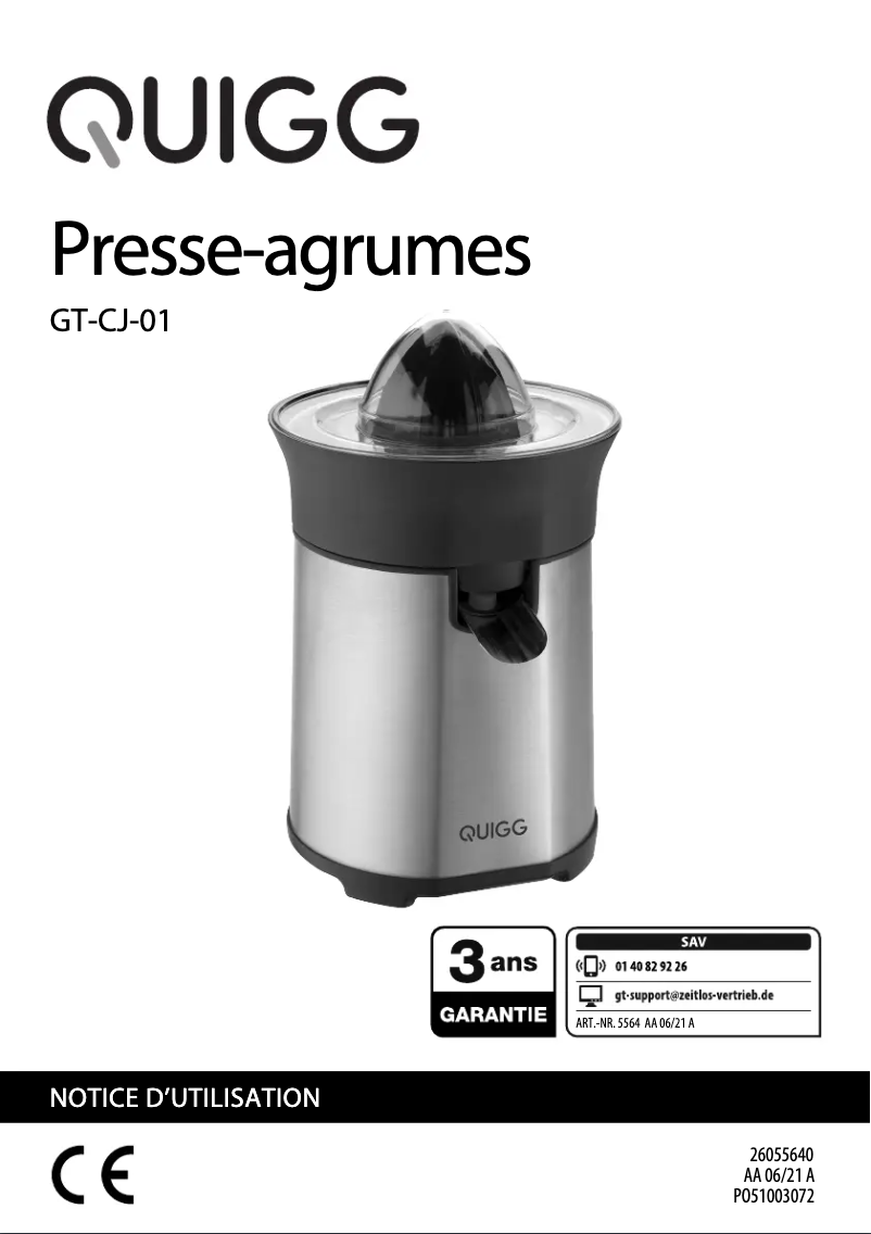 Page 1 of the manual User Manual Quigg GT-CJ-01