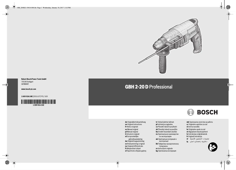 Page 1 of the manual User Manual Bosch GBH 2-20 D Professional