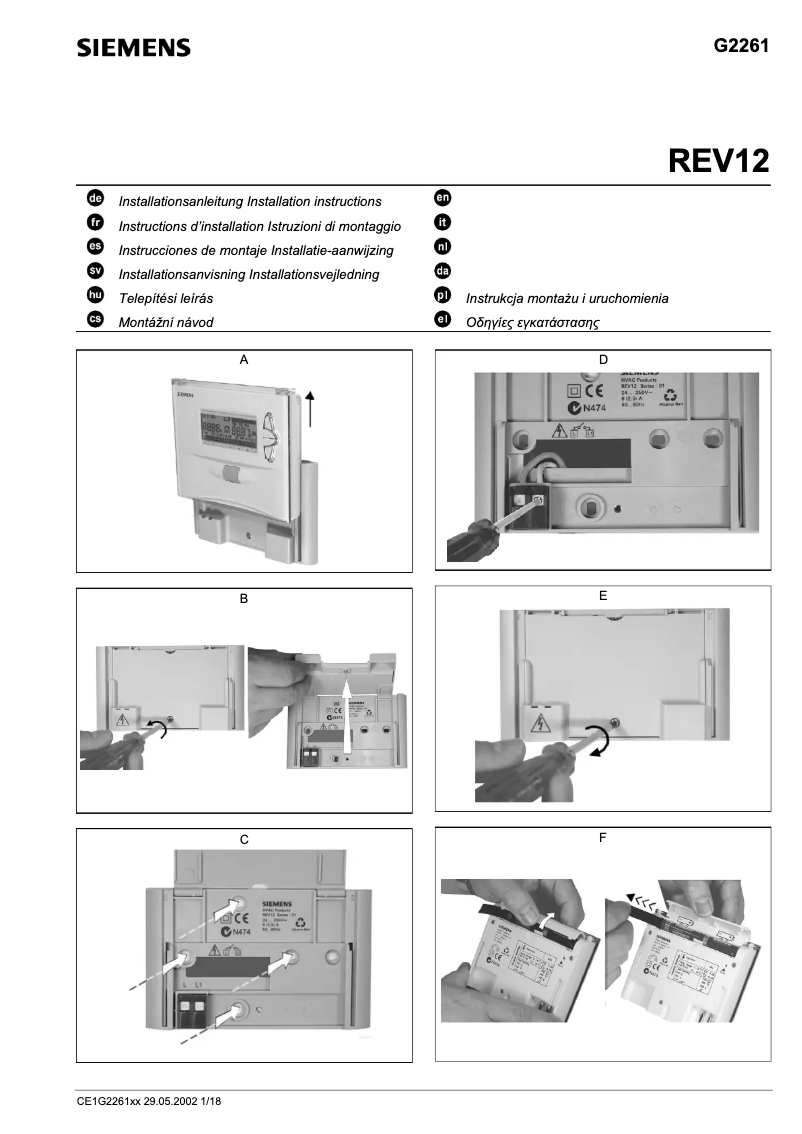 Page 1 of the manual User Manual Siemens REV12