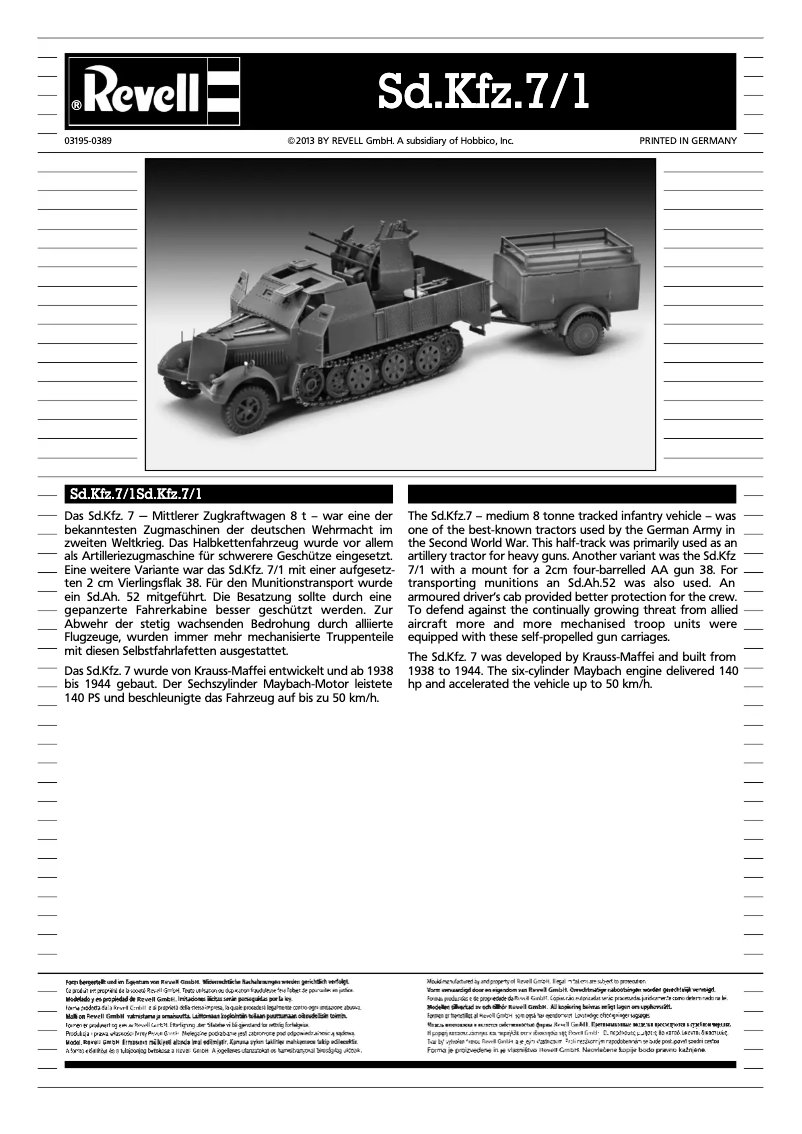 Page 1 of the manual User Manual Revell Sd.Kfz. 7/1