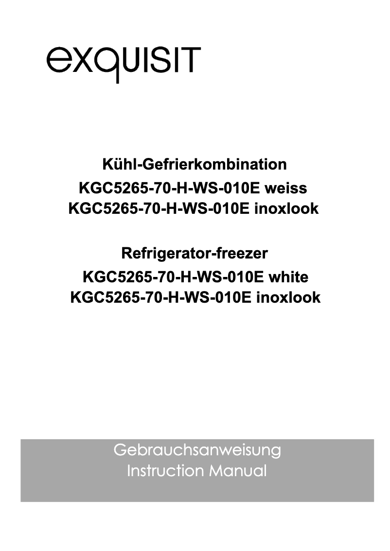 Page 1 of the manual User Manual Exquisit KGC5265-70-H-WS-010E