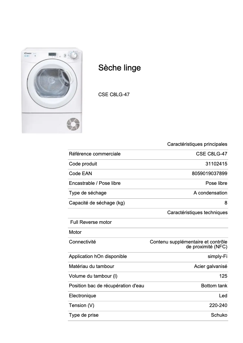 First page image of the manual for CSE C8LG-47
