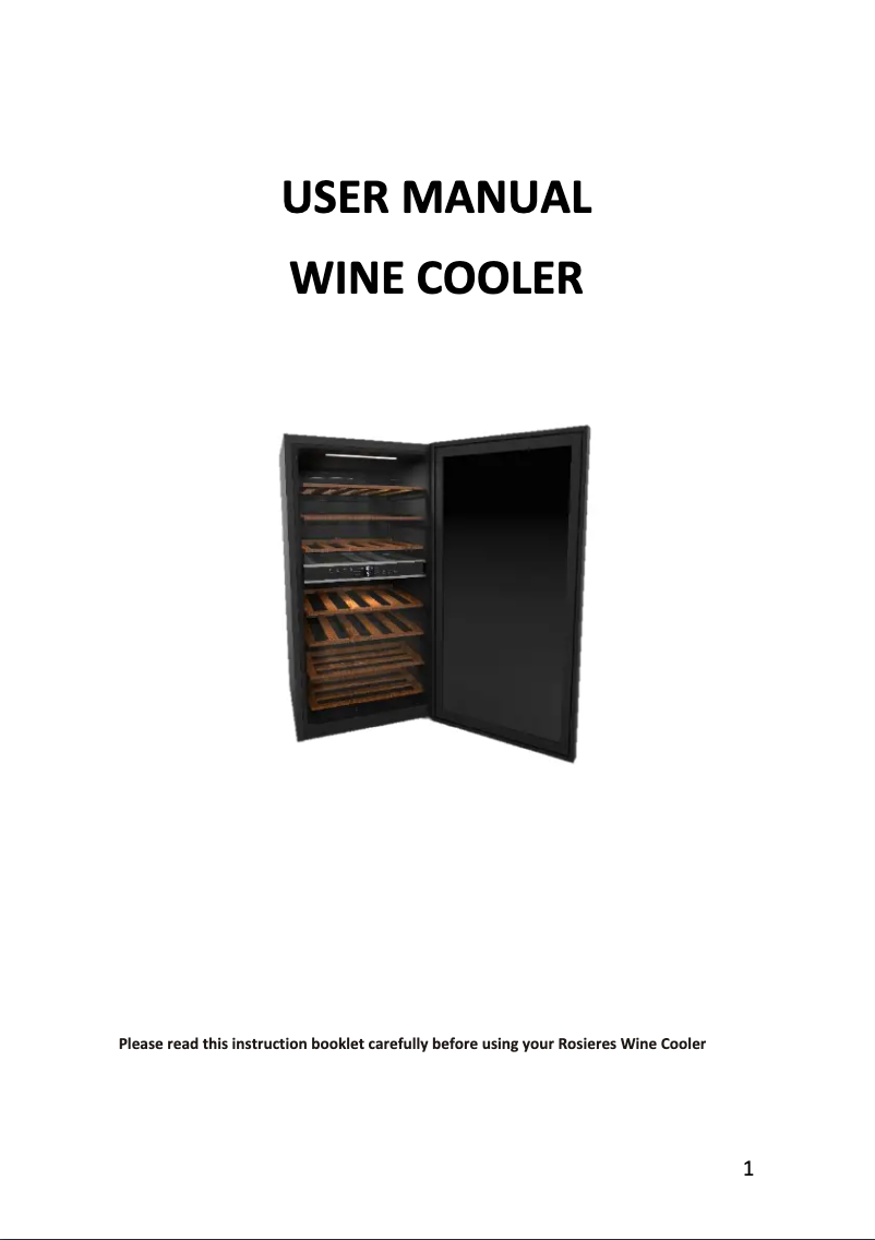 Page 1 of the manual User Manual Rosieres RWC 154 DE