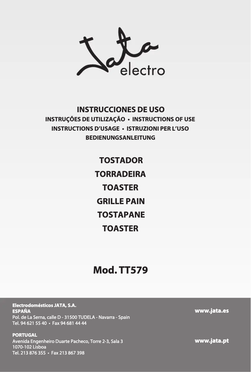 Page 1 of the manual User Manual Jata TT579