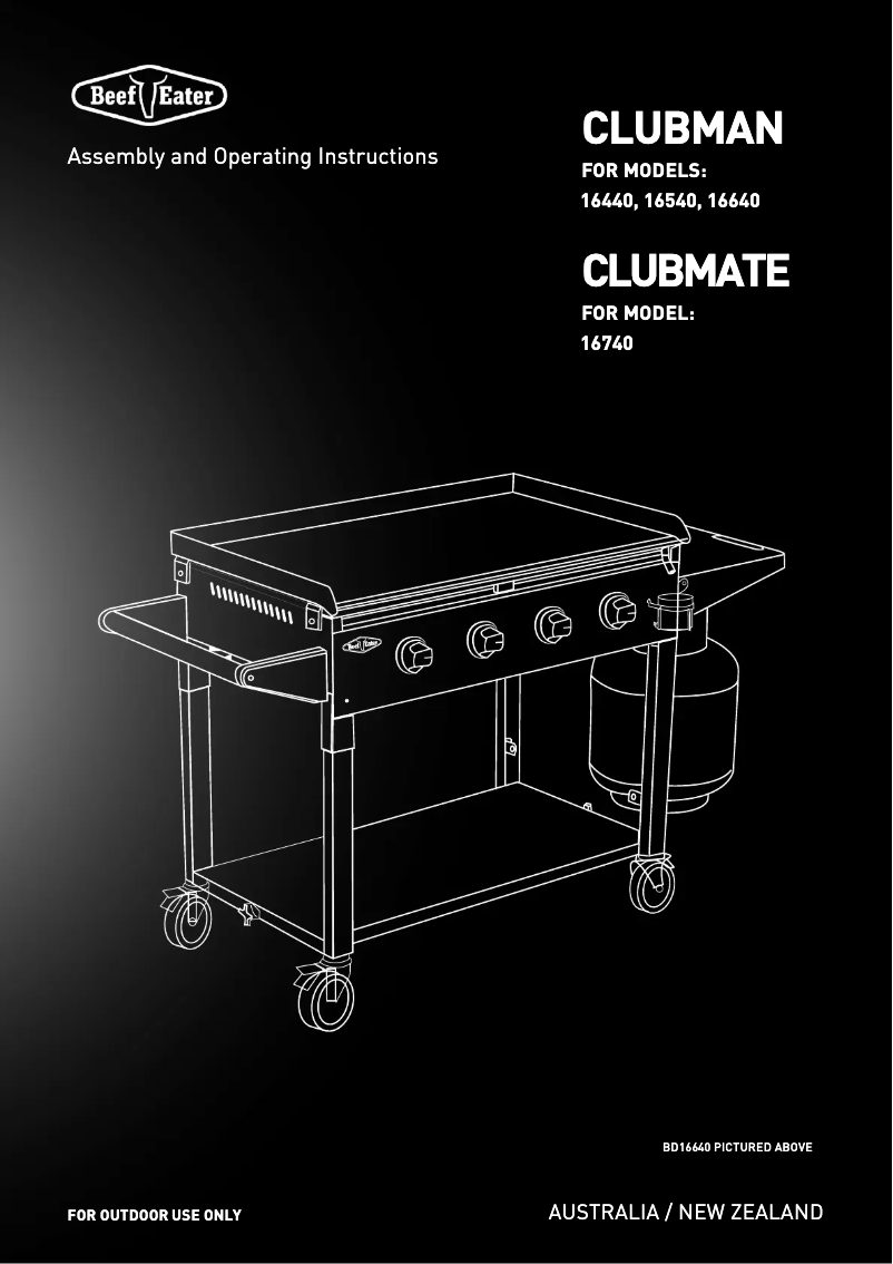 Page 1 of the manual User Manual BeefEater Clubmate BD16740