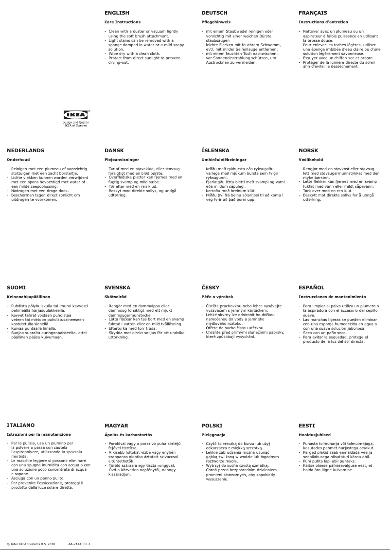 Page 1 of the manual User Manual Ikea VALLENTUNA