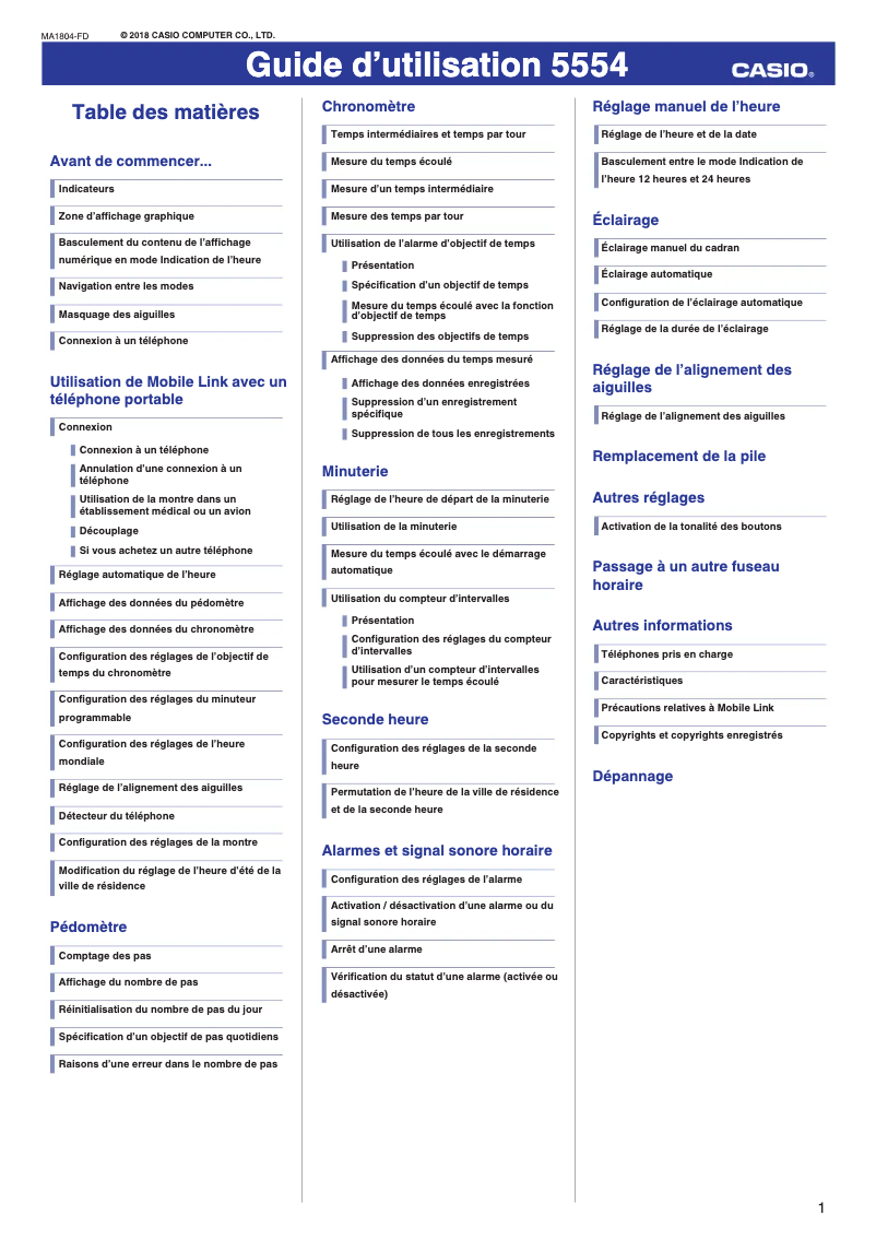 Page 1 of the manual User Manual Casio G-Shock GBA-800-8AER