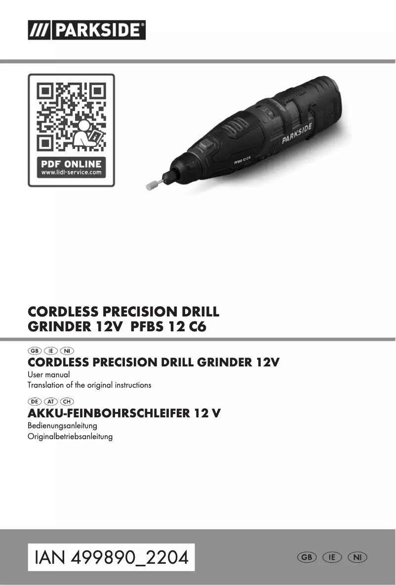 First page image of the manual for PFBS 12 C6