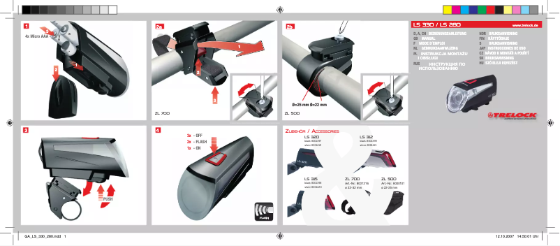 Page 1 of the manual User Manual Trelock LS 330