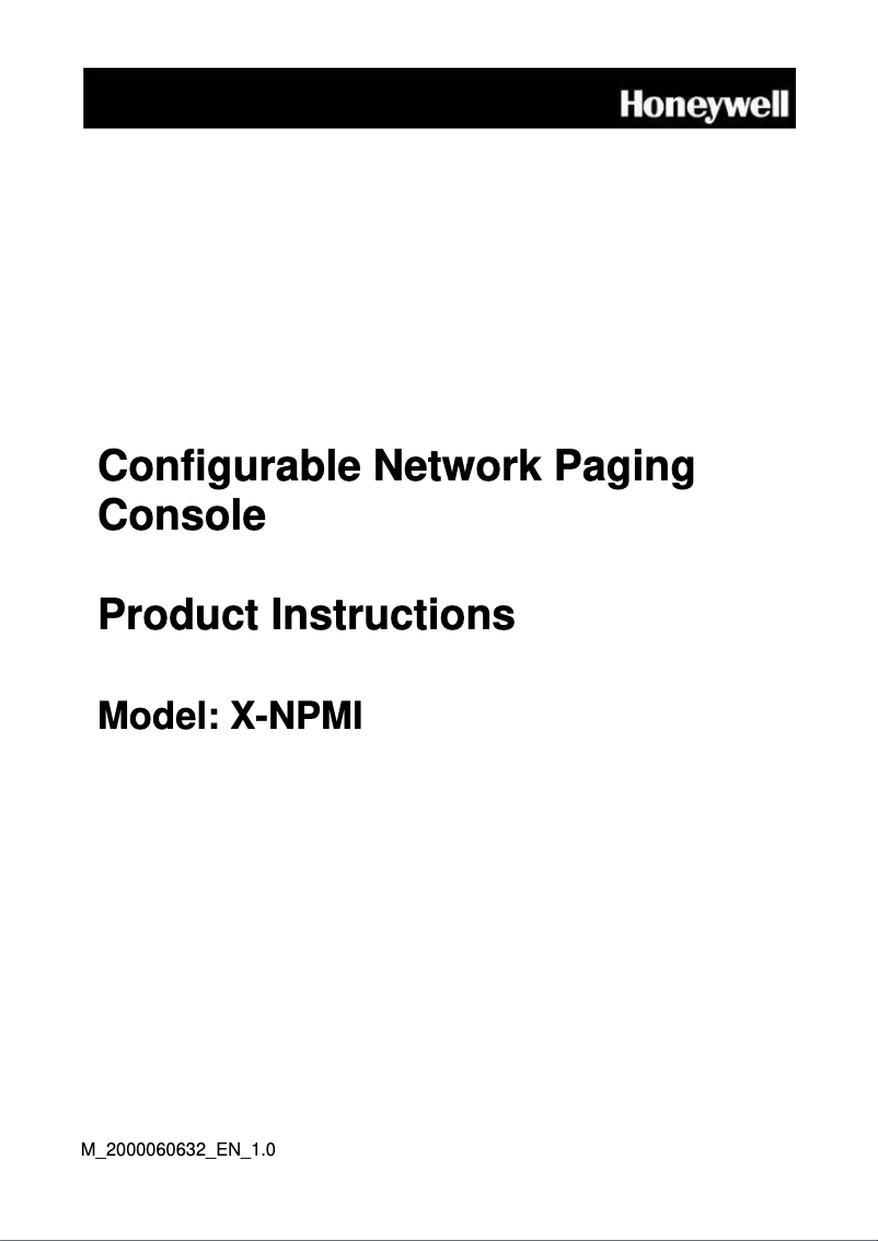 First page image of the manual for XNPMI