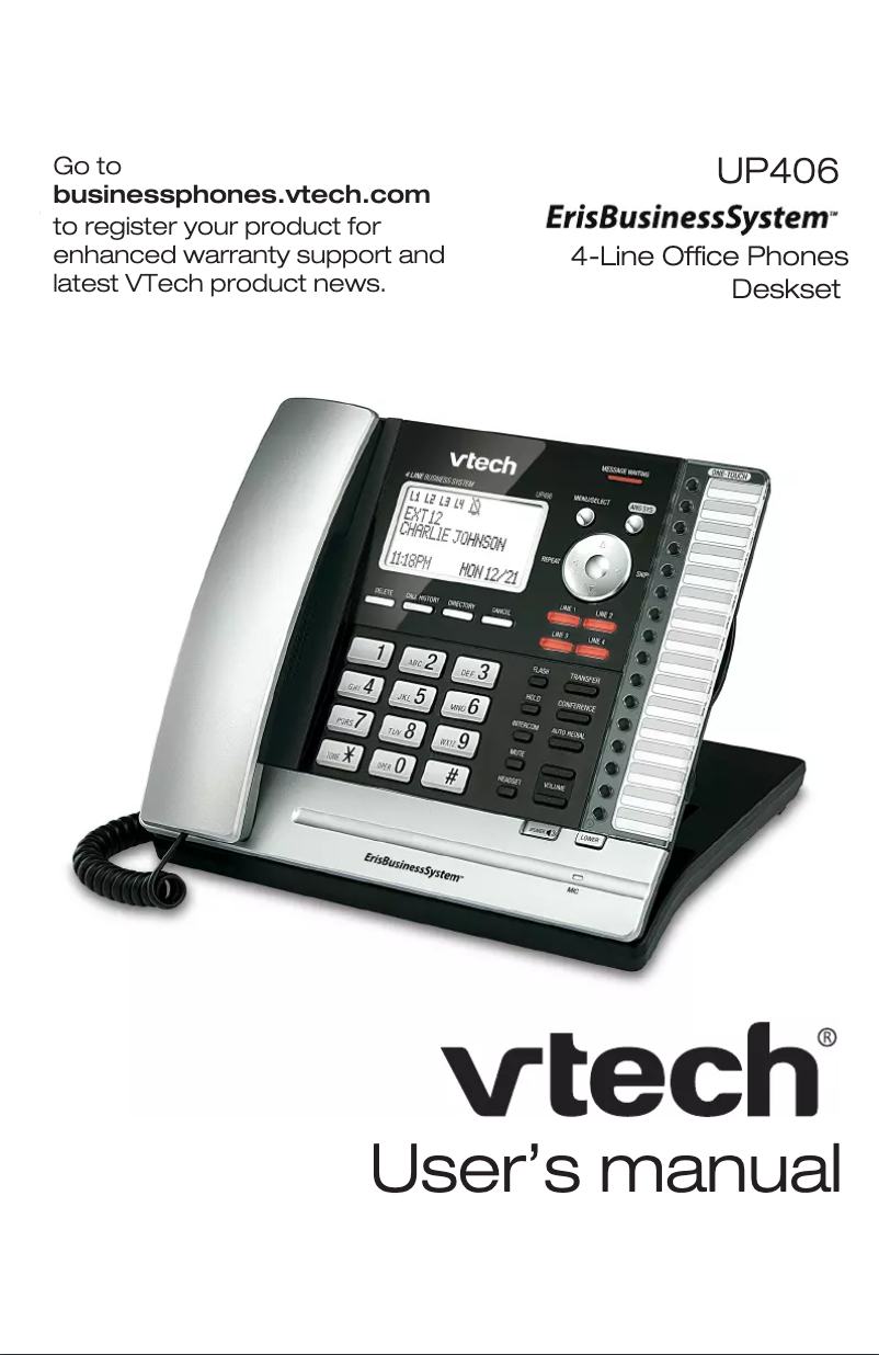 Page 1 of the manual User Manual Vtech UP406