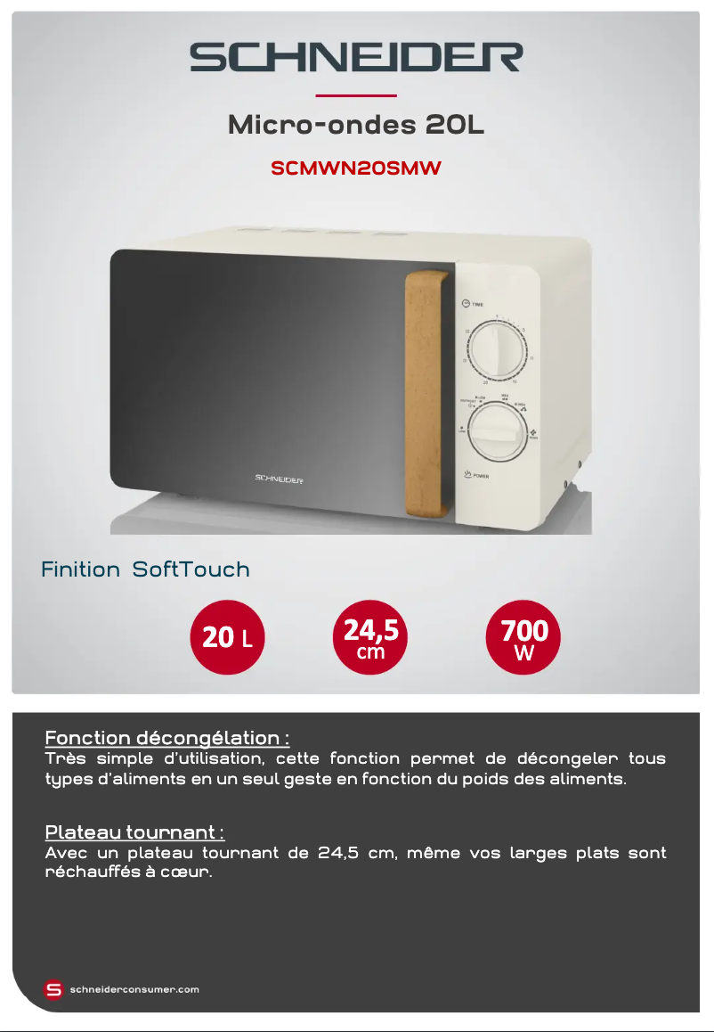 Page 1 of the manual Technical Sheet Schneider SCMWN20SMW