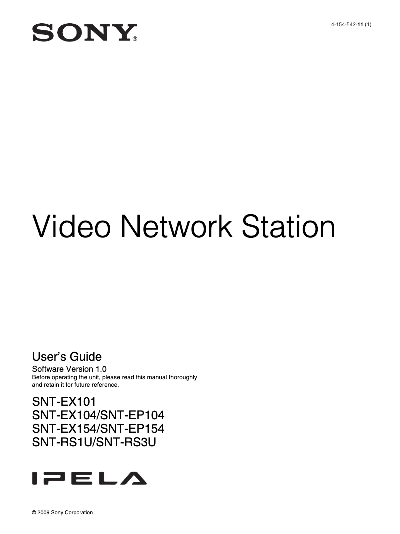 Page 1 of the manual User Manual Sony SNTEX154